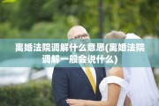 离婚法院调解什么意思(离婚法院调解一般会说什么)