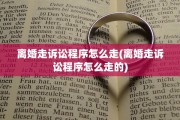 离婚走诉讼程序怎么走(离婚走诉讼程序怎么走的)