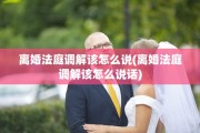 离婚法庭调解该怎么说(离婚法庭调解该怎么说话)