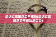 起诉过离婚然后不成功(起诉过离婚然后不成功怎么办)