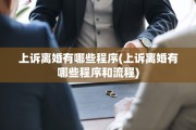 上诉离婚有哪些程序(上诉离婚有哪些程序和流程)