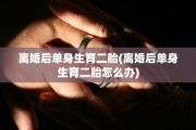 离婚后单身生育二胎(离婚后单身生育二胎怎么办)