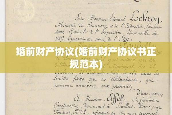 婚前财产协议(婚前财产协议书正规范本)