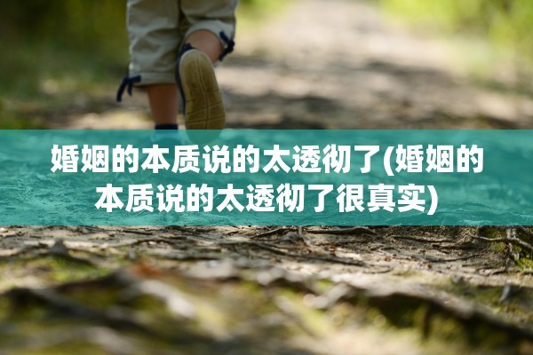 婚姻的本质说的太透彻了(婚姻的本质说的太透彻了很真实)