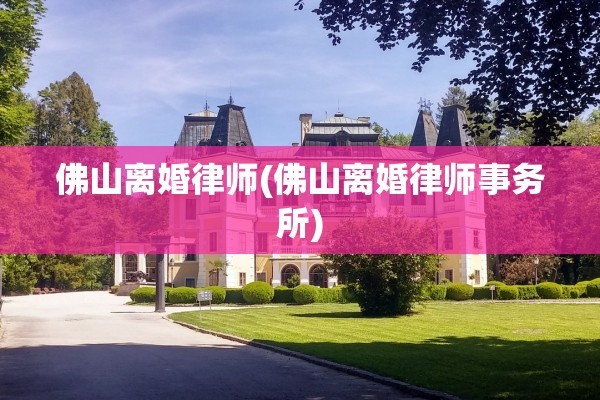 佛山离婚律师(佛山离婚律师事务所)