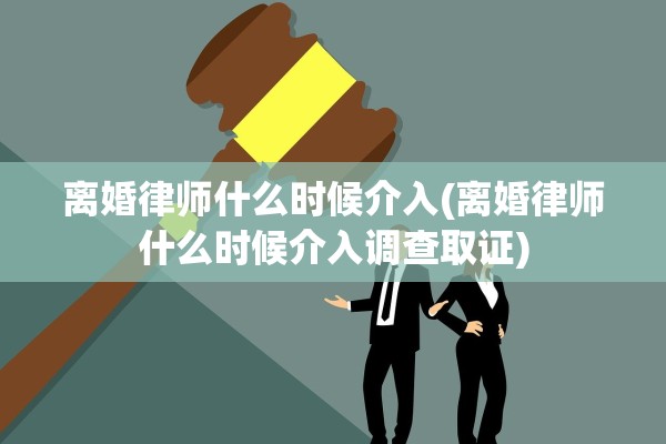 离婚律师什么时候介入(离婚律师什么时候介入调查取证)