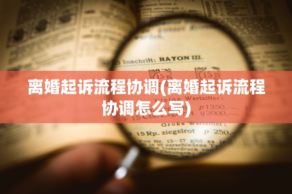 离婚起诉流程协调(离婚起诉流程协调怎么写)