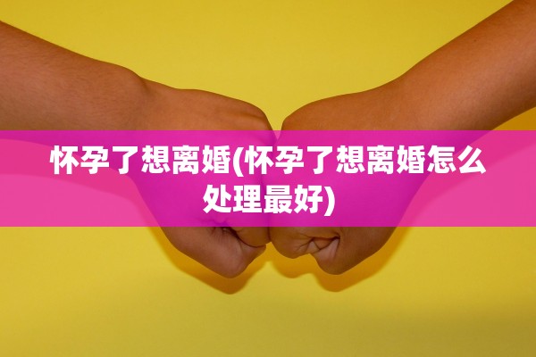 怀孕了想离婚(怀孕了想离婚怎么处理最好)