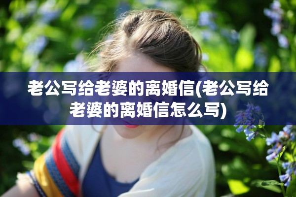 老公写给老婆的离婚信(老公写给老婆的离婚信怎么写)