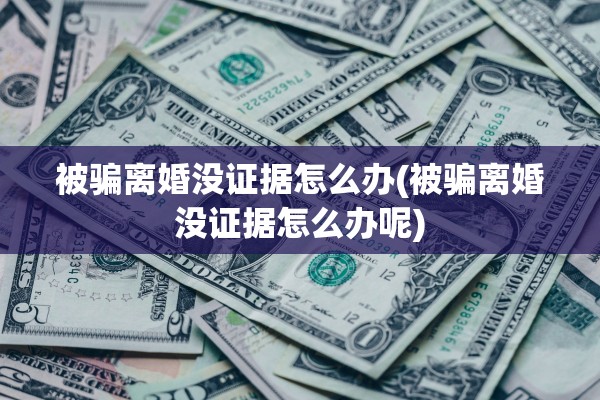 被骗离婚没证据怎么办(被骗离婚没证据怎么办呢)