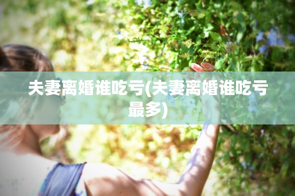 夫妻离婚谁吃亏(夫妻离婚谁吃亏最多)