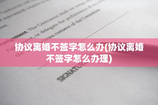 协议离婚不签字怎么办(协议离婚不签字怎么办理)