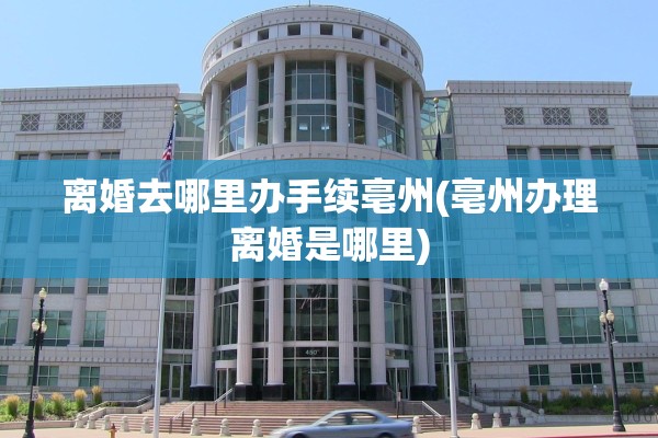 离婚去哪里办手续亳州(亳州办理离婚是哪里)