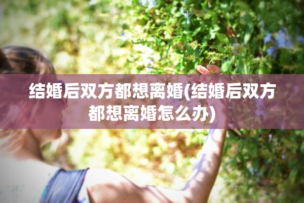 结婚后双方都想离婚(结婚后双方都想离婚怎么办)
