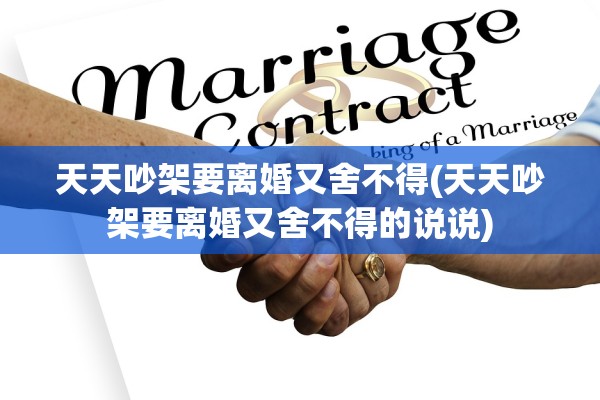 天天吵架要离婚又舍不得(天天吵架要离婚又舍不得的说说)