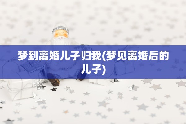 梦到离婚儿孑归我(梦见离婚后的儿子)