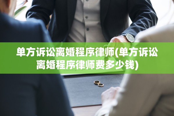 单方诉讼离婚程序律师(单方诉讼离婚程序律师费多少钱) 单方诉讼离婚程序律师(单方诉讼离婚程序律师费多少钱)