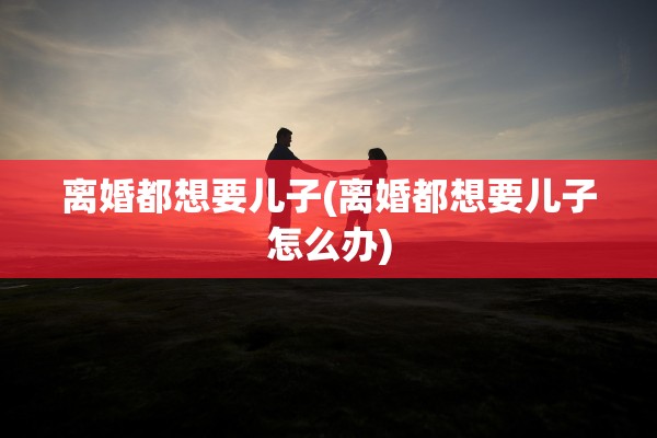 离婚都想要儿子(离婚都想要儿子怎么办)