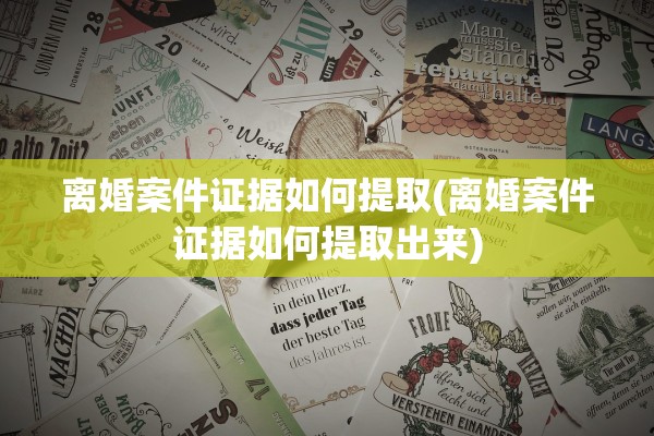 离婚案件证据如何提取(离婚案件证据如何提取出来)