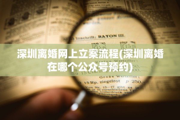 深圳离婚网上立案流程(深圳离婚在哪个公众号预约) 深圳离婚网上立案流程(深圳离婚在哪个公众号预约)