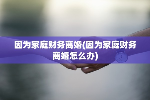因为家庭财务离婚(因为家庭财务离婚怎么办) 因为家庭财务离婚(因为家庭财务离婚怎么办)