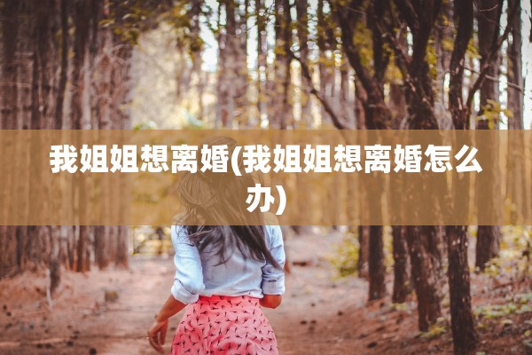 我姐姐想离婚(我姐姐想离婚怎么办)