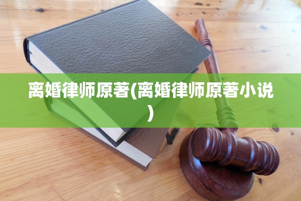 离婚律师原著(离婚律师原著小说)