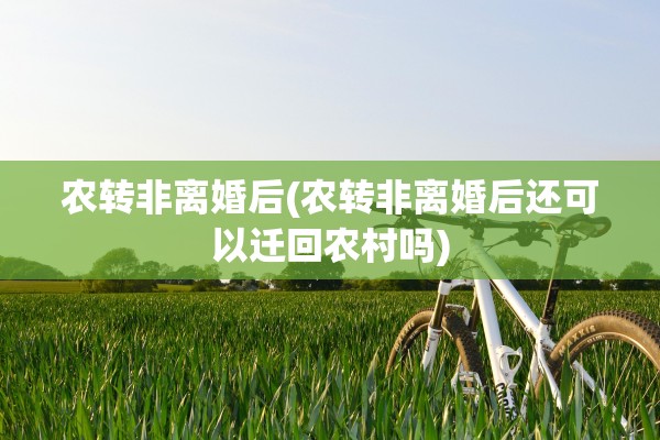 农转非离婚后(农转非离婚后还可以迁回农村吗)