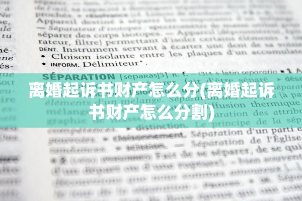 离婚起诉书财产怎么分(离婚起诉书财产怎么分割)