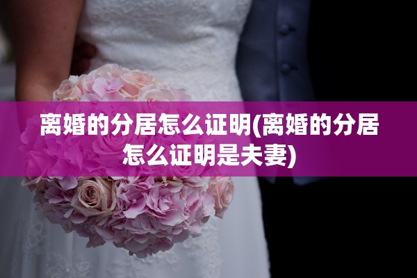 离婚的分居怎么证明(离婚的分居怎么证明是夫妻)