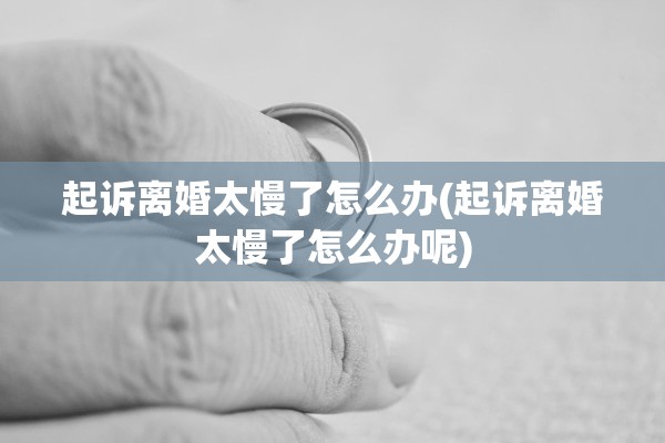 起诉离婚太慢了怎么办(起诉离婚太慢了怎么办呢)