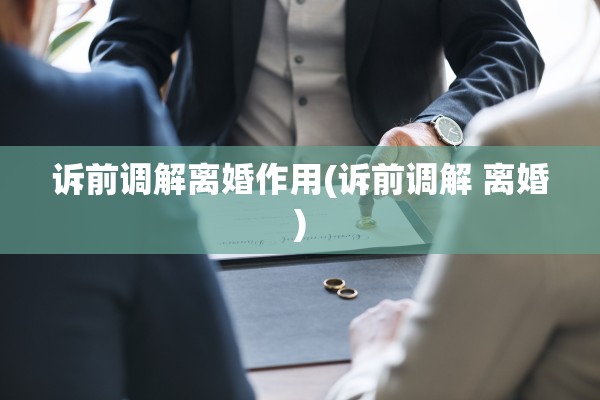 诉前调解离婚作用(诉前调解 离婚)